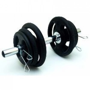 Foto2 - Kit Musculação 12kg com 1 barra de 40cm c/presilhas