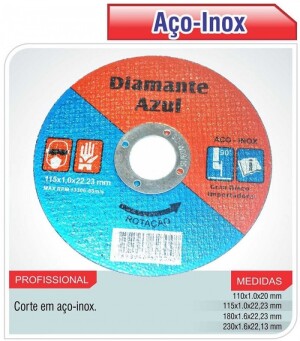 DISCO LIXADEIRA 115x1,0 FURO 22,23MM DIAMANTE AZUL - CME Comercial