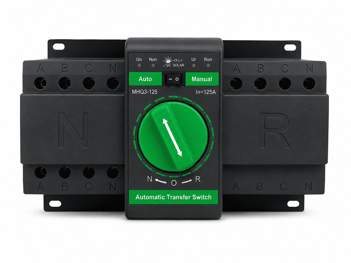 Imagem do produto Chave de Transferência Automática ATS 3P 125A 220v para Gerador e Energia Solar