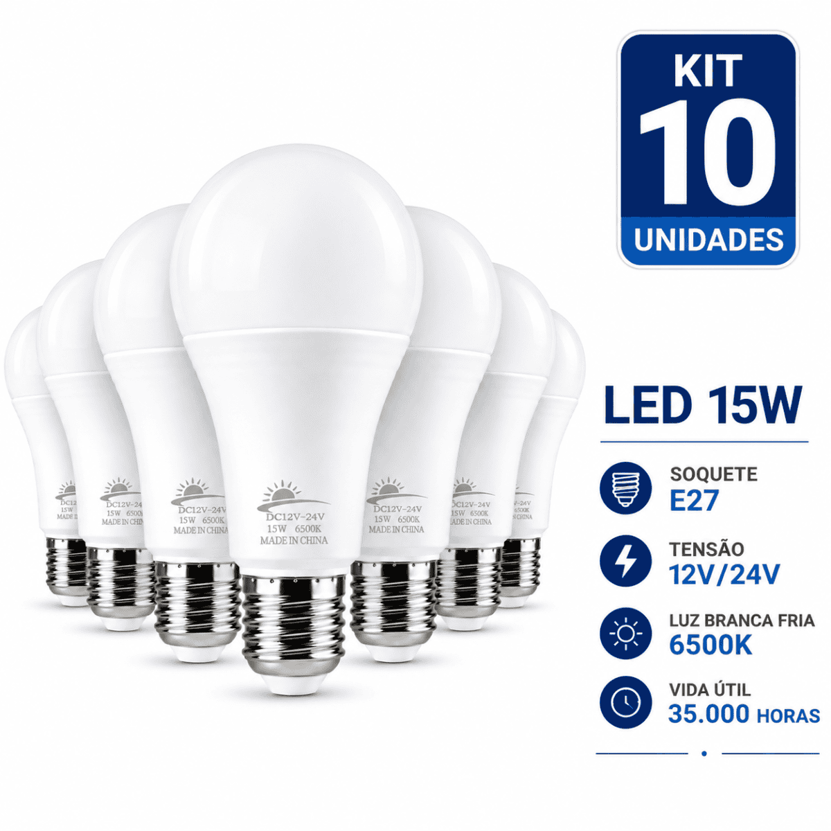Imagem do produto Kit 10 lâmpada 12v 15w