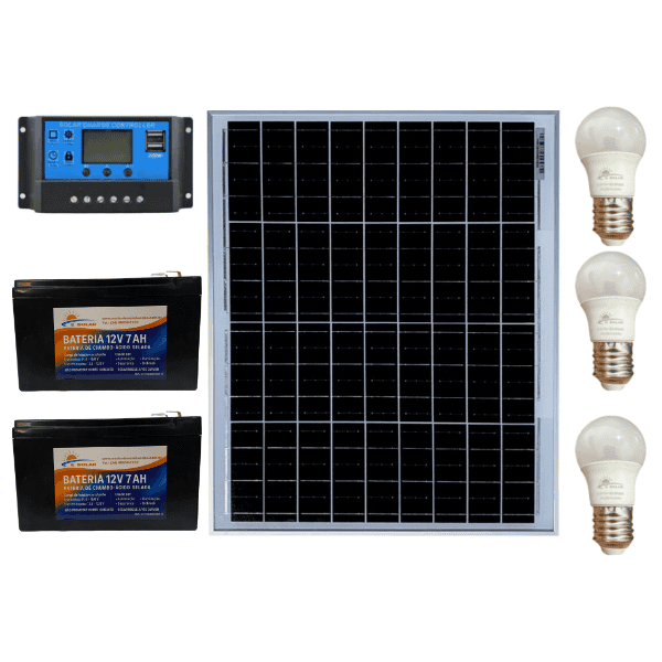 Imagem do produto Kit de Iluminação Solar Off Grid - Placa de 30w - Autonomia de 8h