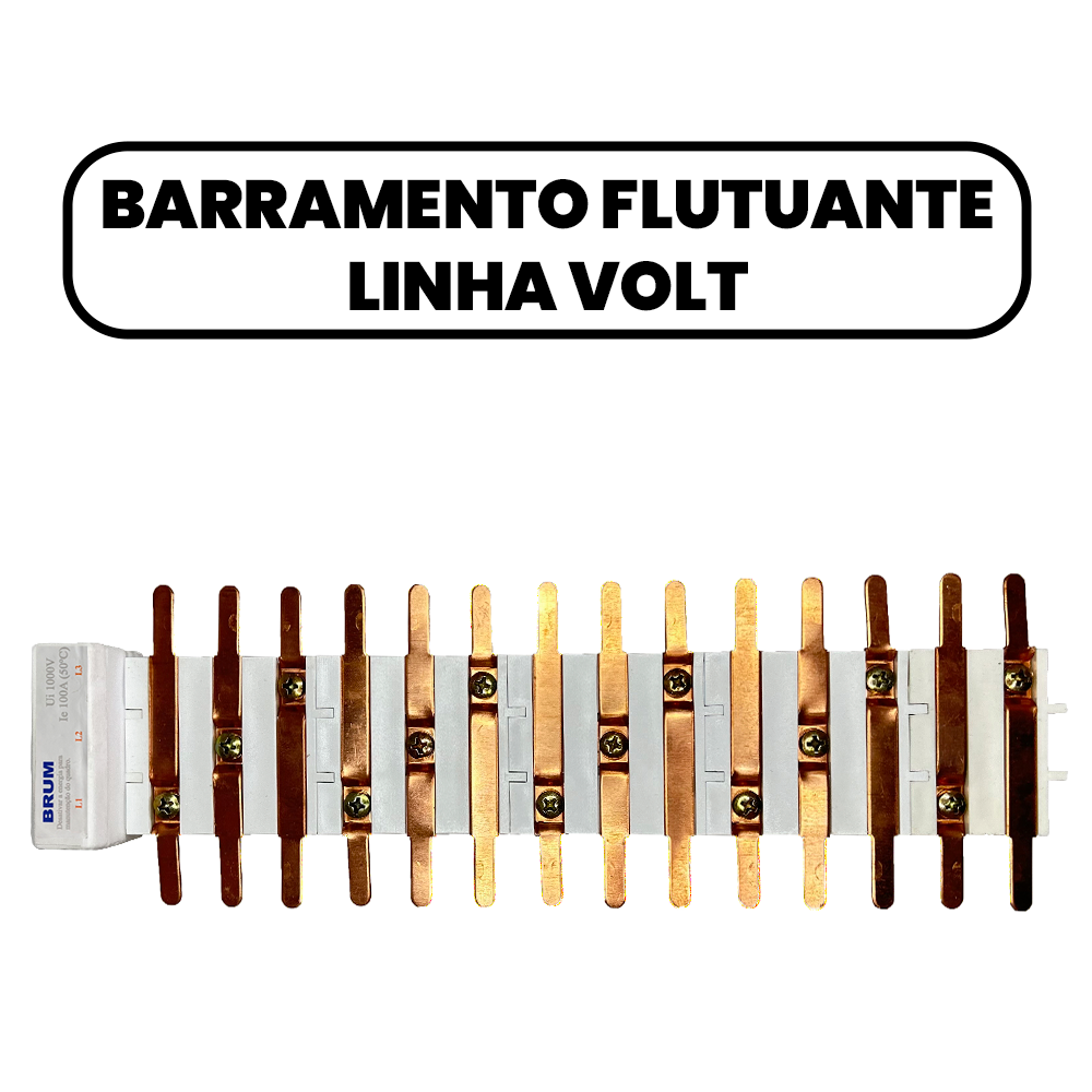 Foto 1 - BRFT34D- BARRAMENTO FLUT TRIF 34 POLOS DIN/IEC-100A/100V+SUP/BARRA NEUTRO AZUL+SUP/BARRA TERRA VERDE