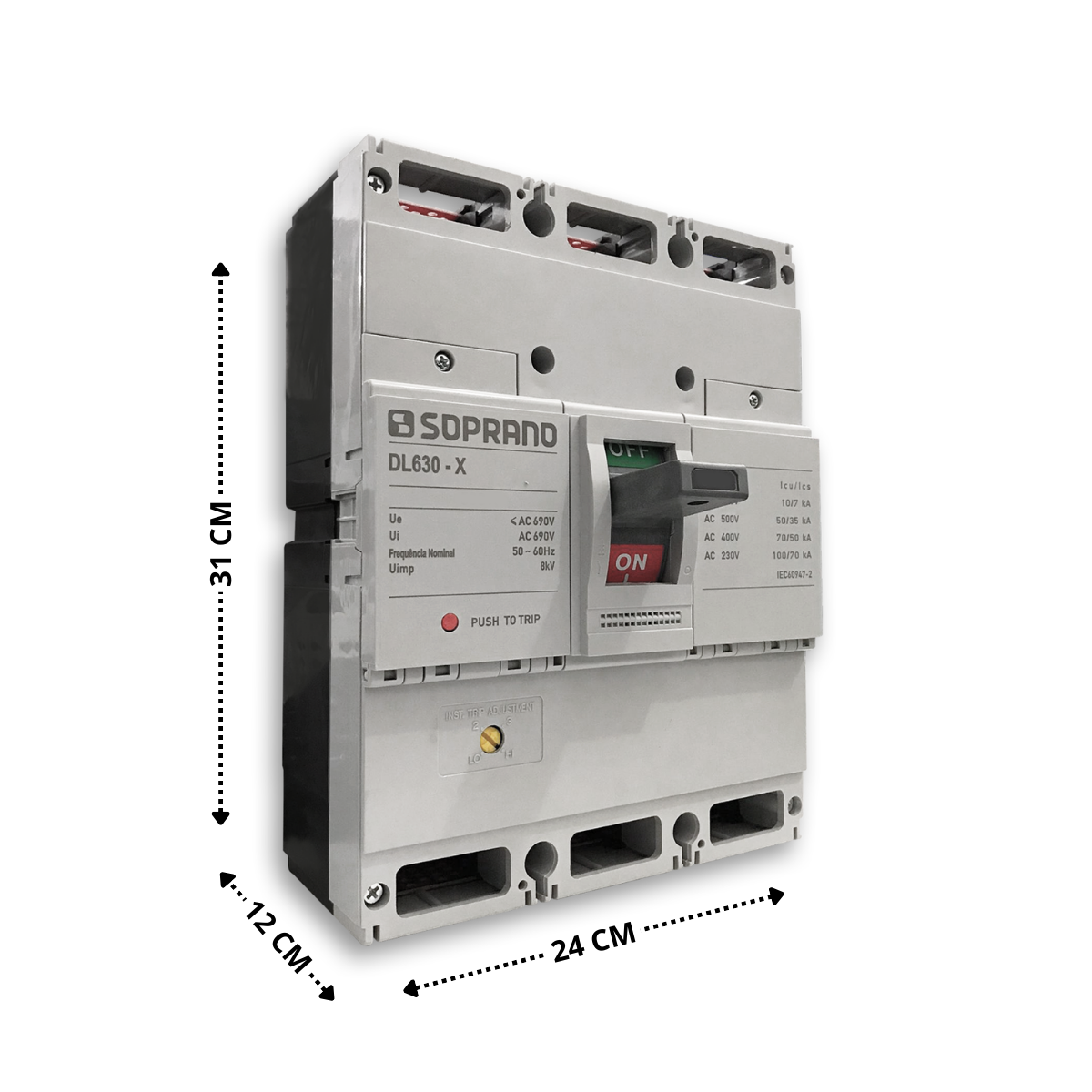 DISJUNTOR CAIXA MOLDADA DL630-X 600A SOPRANO - DJ Led Eletrica