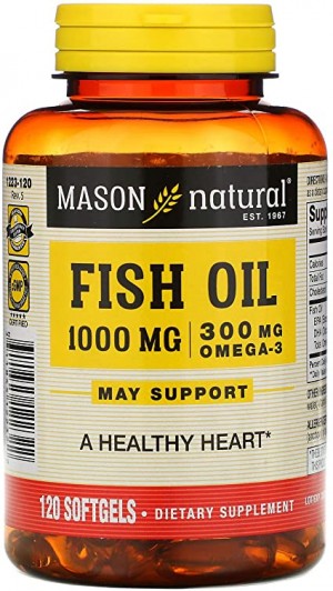 Foto1 - Omega-3 Fish Oil 1000mg (120 Softgels) - Mason Natural