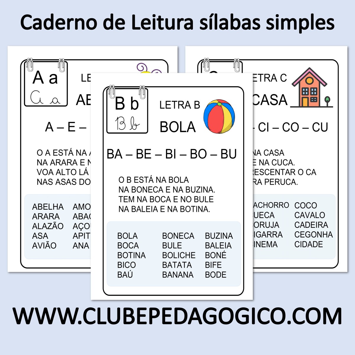 Foto 1 - Caderno de Leitura sílabas simples - Fichas de leitura em PDF