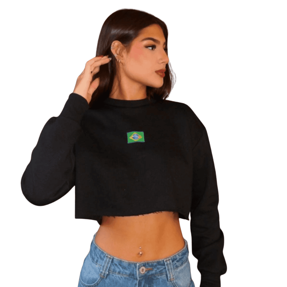 Foto 1 - BLUSA CROPPED EM MOLETOM