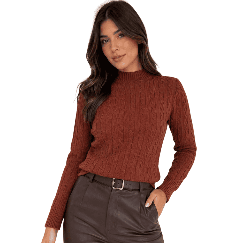 Foto 1 - BLUSA FEMININO ELEGANTE EM TRICÔ MODAL DETALHES EM TRANÇA