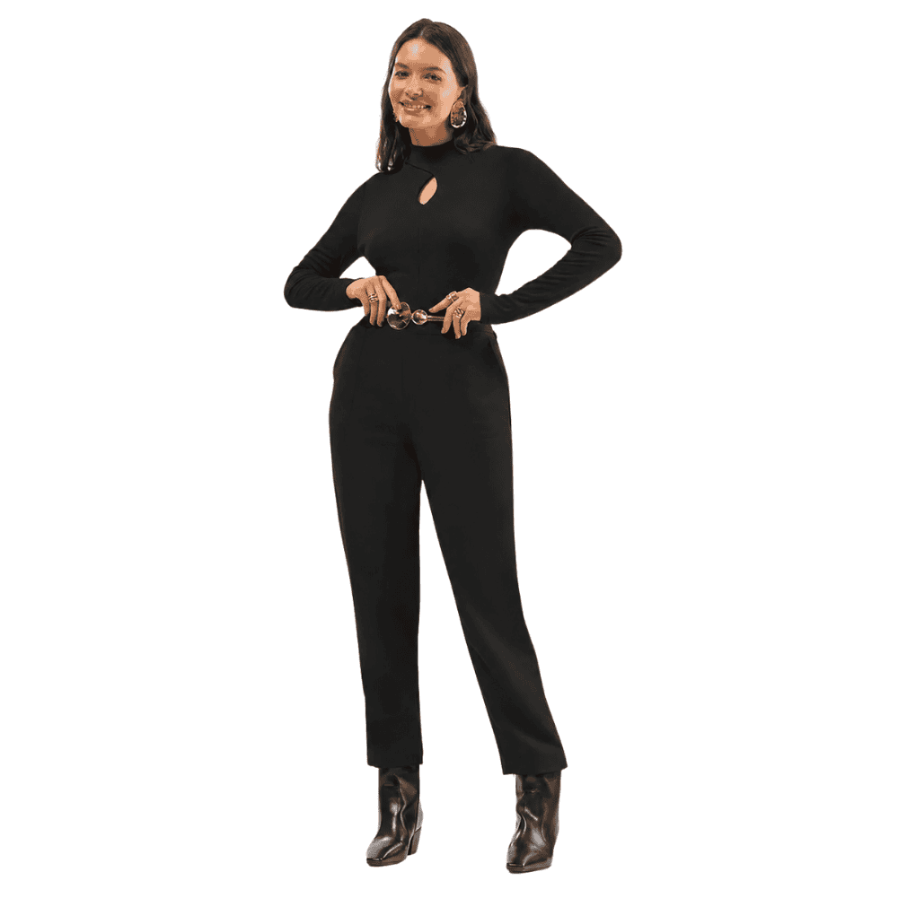 Foto 1 - BLUSA FEMININA MANGA LONGA EM RIBANA ROVITEX PRETO