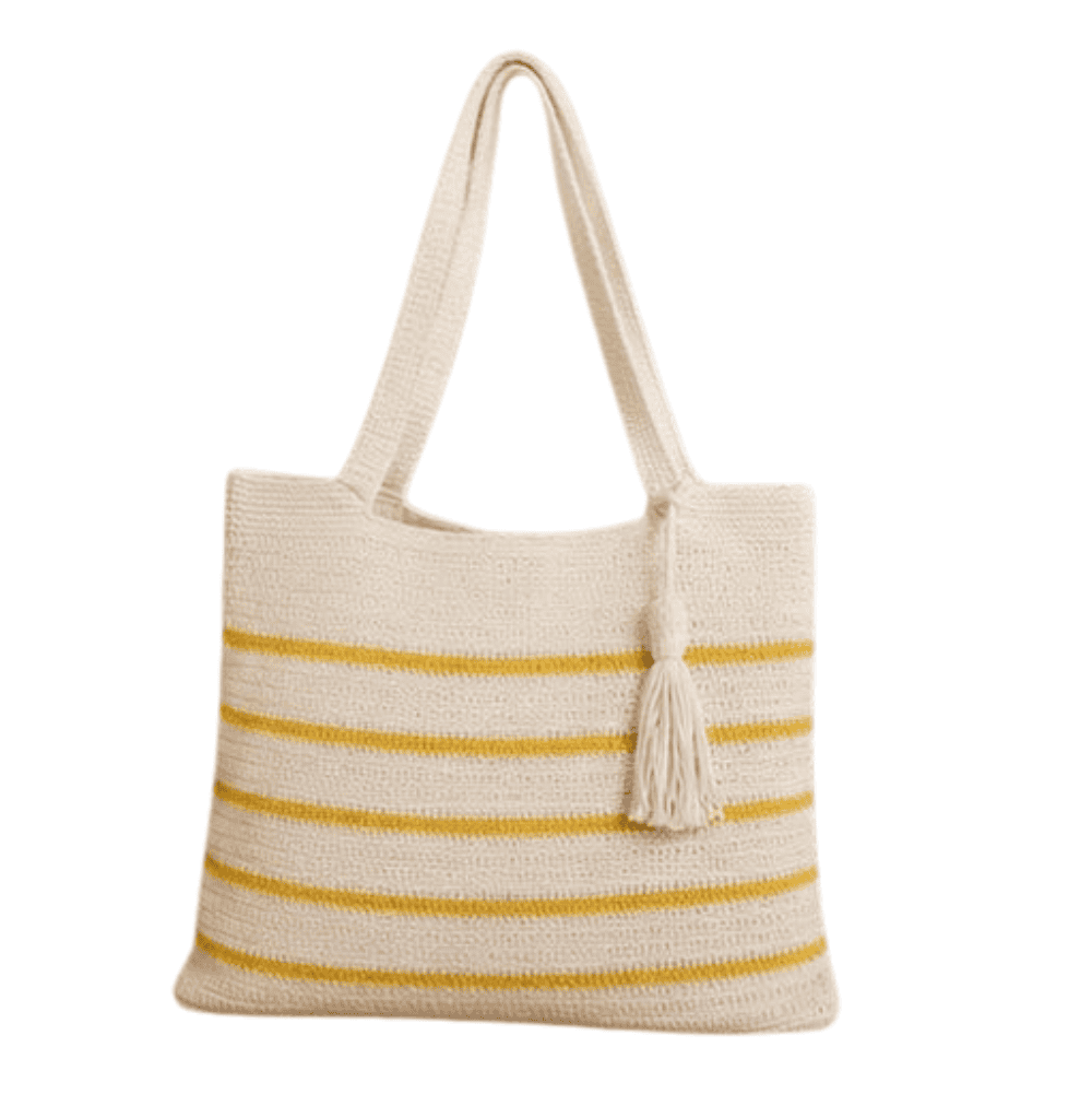 Foto 1 - BOLSA FEMININO EM CROCHE - Off White com Amarelo