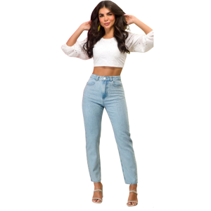 Foto1 - CALÇA JEANS MOM PIGMENTO COM DETALHE EM STRASS