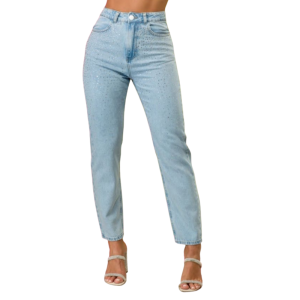 Foto2 - CALÇA JEANS MOM PIGMENTO COM DETALHE EM STRASS