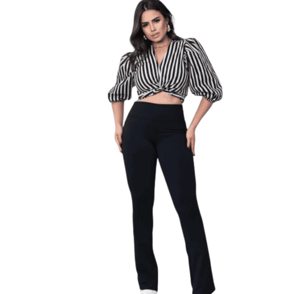 Foto 1 - CALÇA LEGGING FLARE FEMININO FLANELADA COM BOLSO