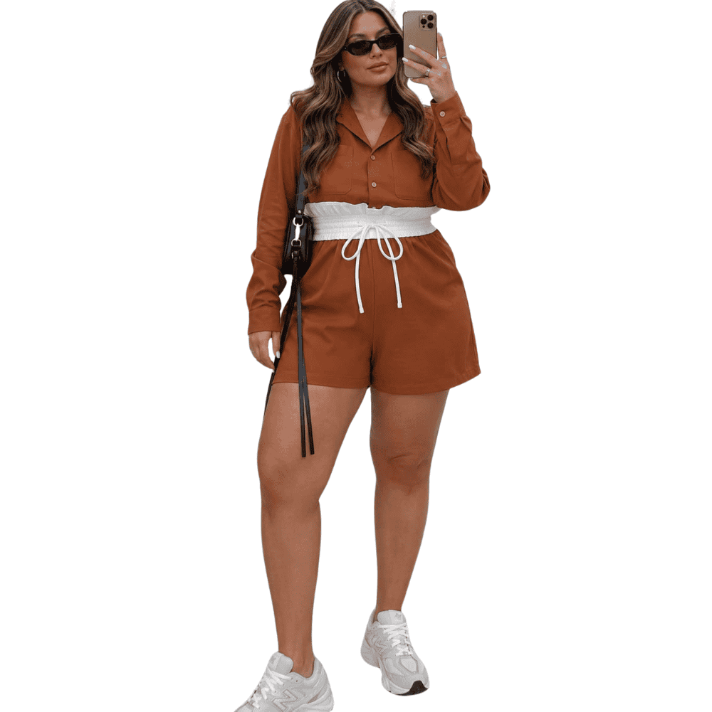 Foto 1 - CONJUNTO FEMININO CASAQUINHO E SHORTS PLUS SIZE