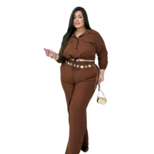 Foto2 - CONJUNTO FEMININO EM ALFAIATARIA PREMIUM CALÇA + CAMISA CROPPRD PLUS SIZE