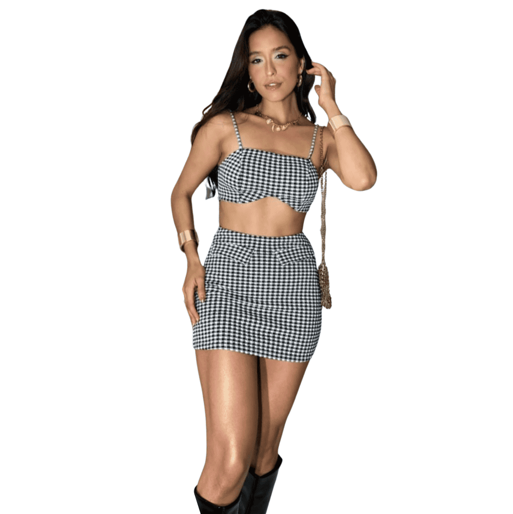 Foto 1 - CONJUNTO FEMININO CROPPED E SAIA CURTA