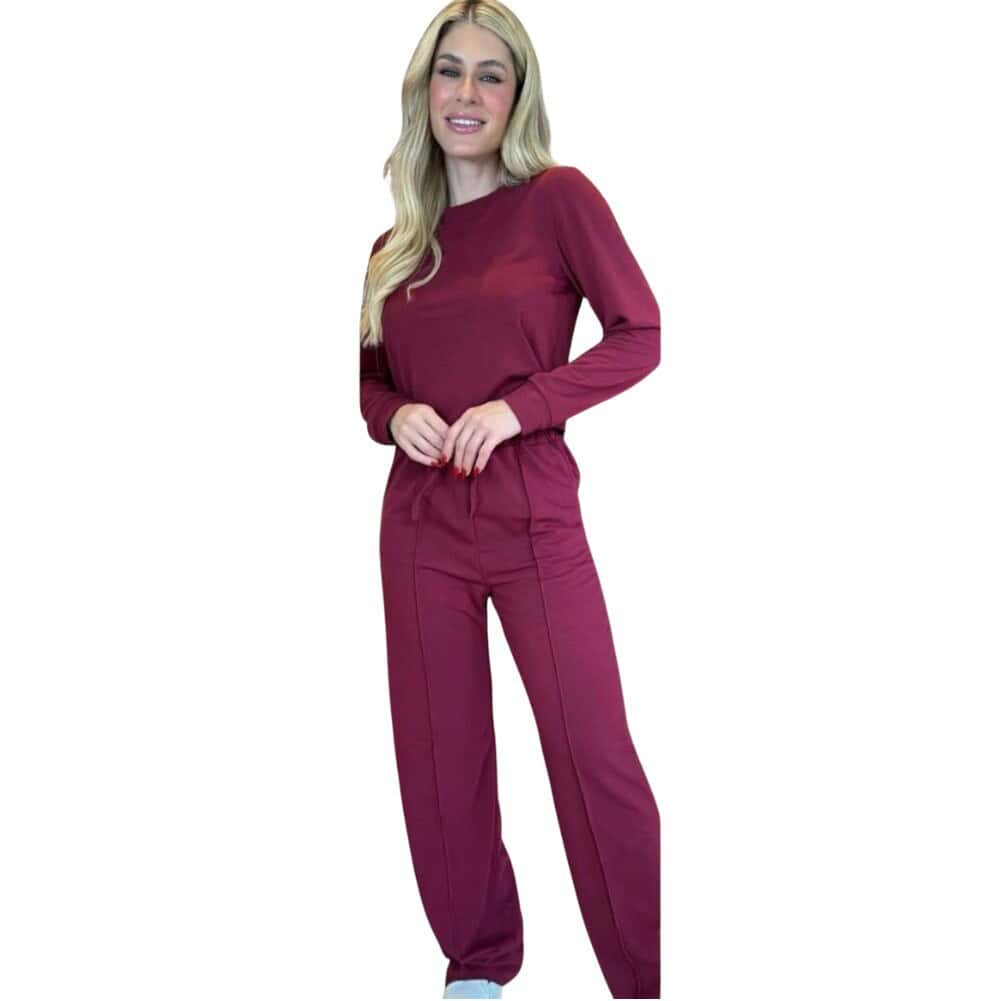 Foto 1 - CONJUNTO FEMININO MOLETIM COMPOSTO POR BLUSA E CALÇA