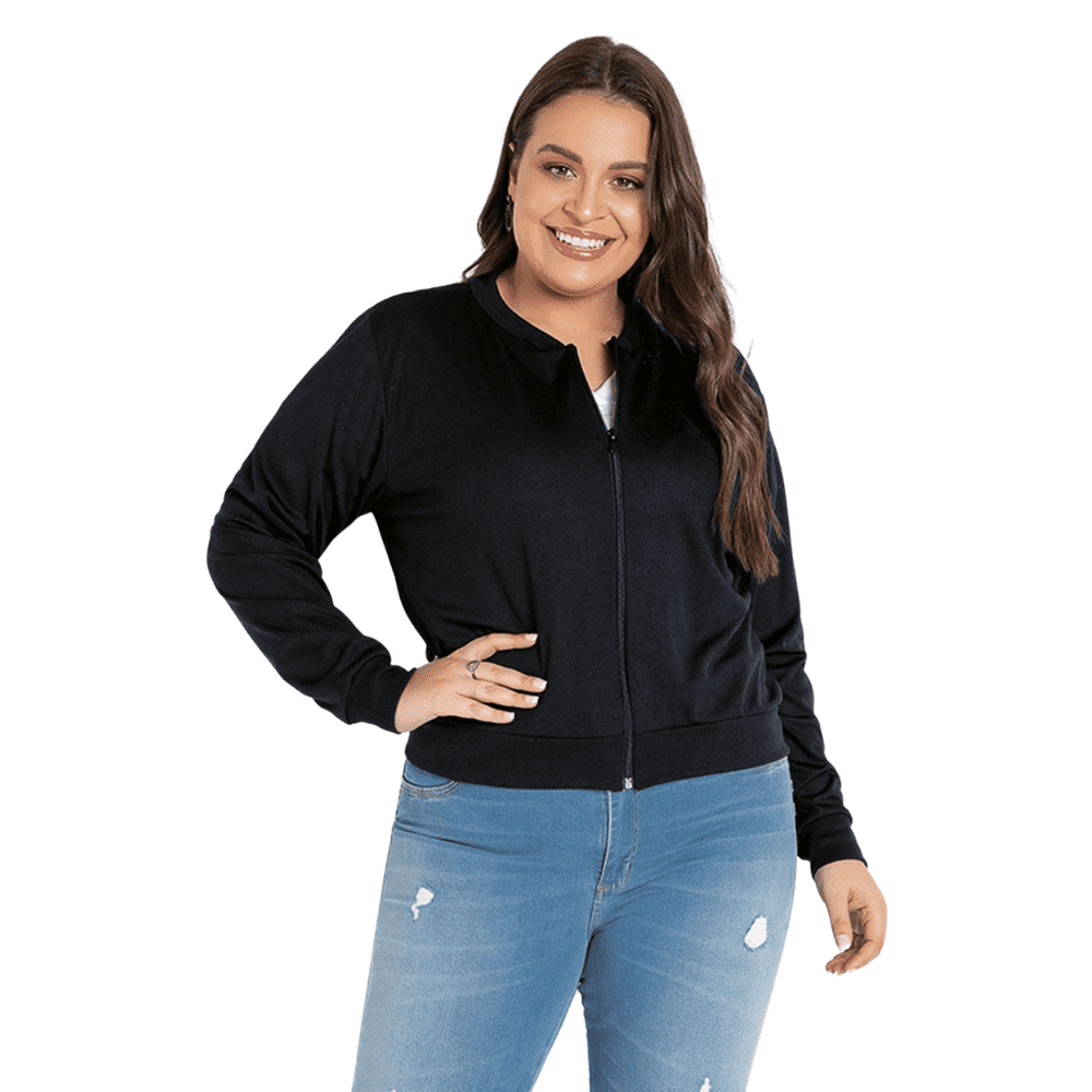 Foto 1 - JAQUETA FEMININA PLUS SIZE DE MOLETOM MALWEE