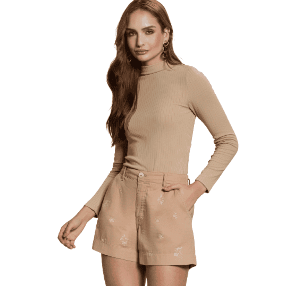 Foto 1 - SHORT FEMININO COLLOR BORDADO PIGMENTO