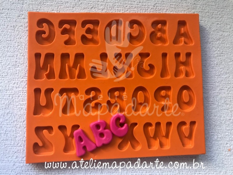 Foto2 - Cód 771 Molde de silicone de alfabeto 2 cm (Mod.03)