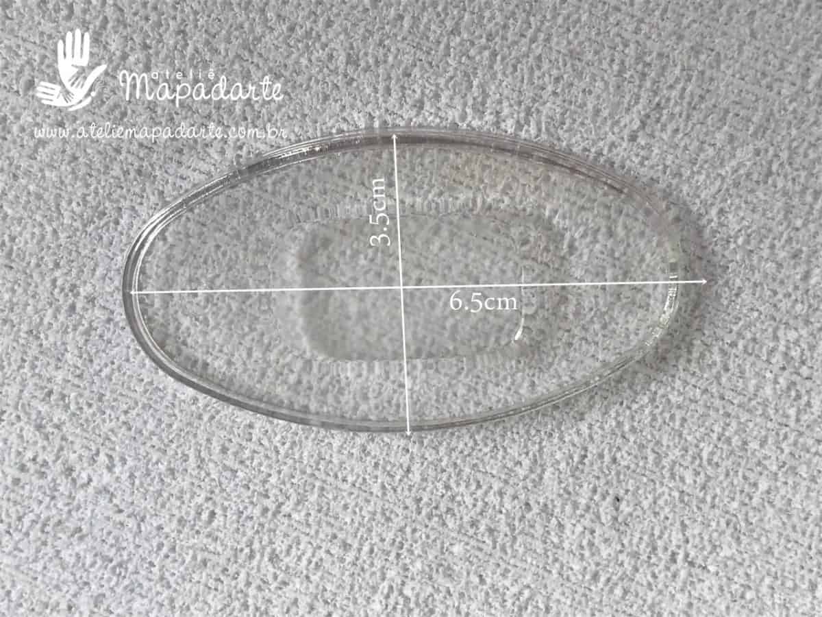 Foto 1 - Cód M1072 Base oval acrílica transparente 6.5x3.5cm 10 un
