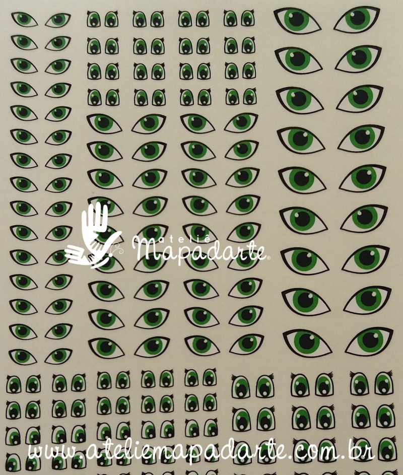 Foto 1 - Cód M1961 Decalque de olhos (verde) 01 un 110 pares