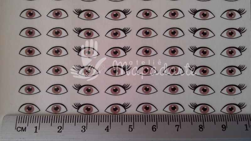 Foto 1 - Cód M448 Decalque de olhos boneca(o) 76 pares castanho