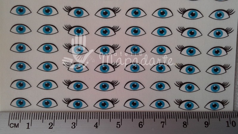Foto 1 - Cód M450 Decalque de olhos boneca(o) 76 pares azul