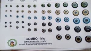 Foto1 - Cód M020 Iris de olhos resinada combo-C 05 pares de cada tamanho
