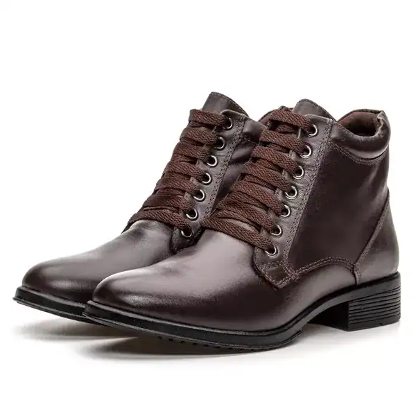 Imagem do produto Coturno Bota Feminina em Couro Legítimo com amarração