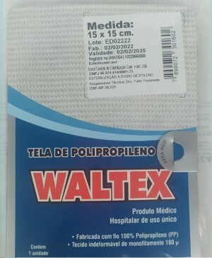 Foto2 - Tela Inorganica Cirúrgica de Marlex Polipropileno 15cm x 15cm - Waltex