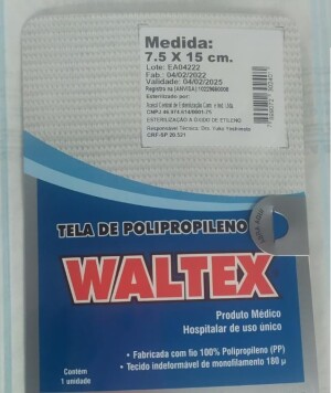 Foto2 - Tela Inorgânica Cirúrgica de Marlex Polipropileno 7,5cm x 15cm - Waltex