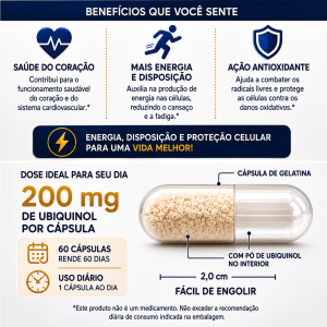 Foto6 - 2x Coenzima Q10 200mg p/Caps Ubiquinol 100% Absorção 60 Cápsulas
