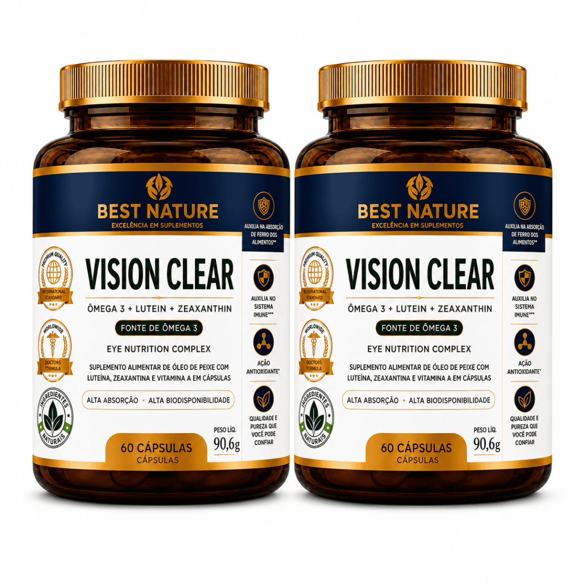 Foto 1 - 2x Vision Clear Luteína, Zeaxantina, Ômega 3 Dha 750mg 60 Cápsulas