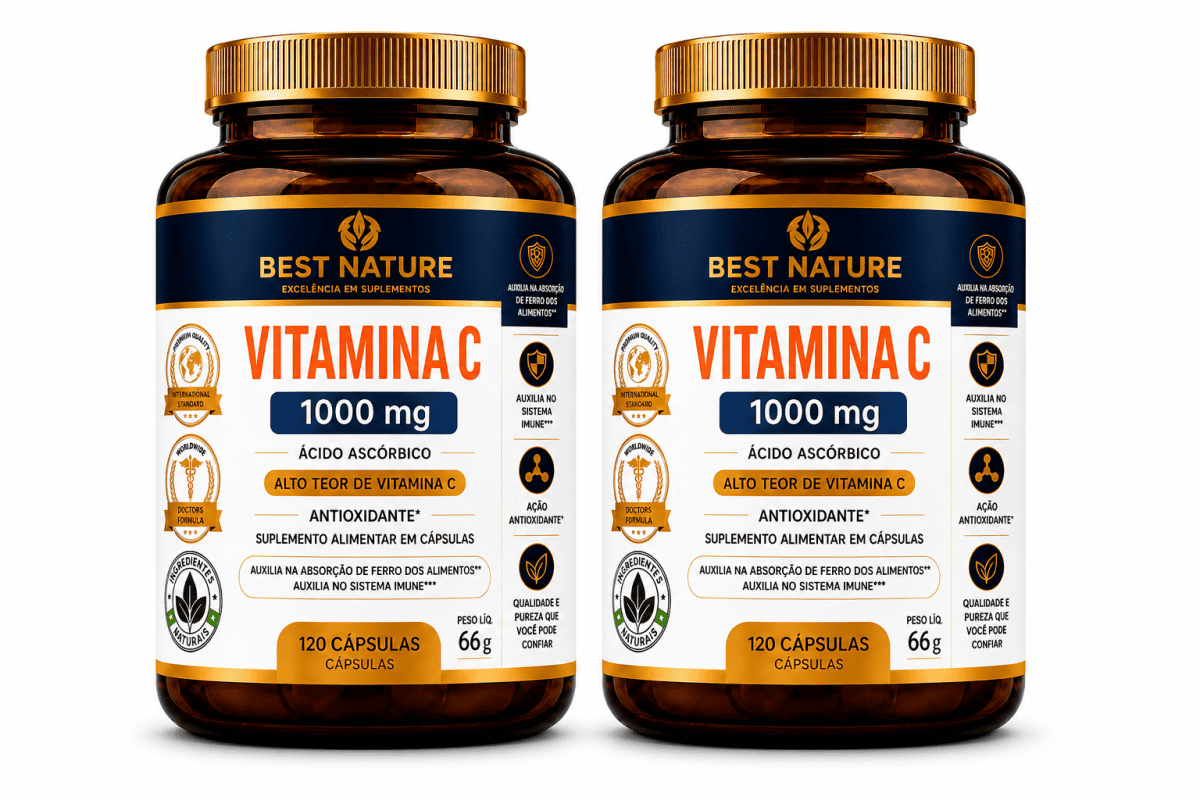 Foto 1 - 2x VITAMINA C 1.000mg Ácido Ascórbico Puro 240 Cápsulas 120 Porções