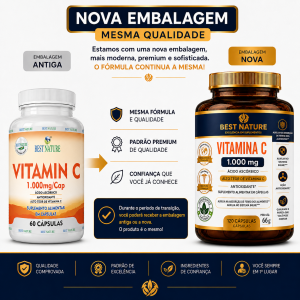 Foto3 - 2x VITAMINA C 1.000mg Ácido Ascórbico Puro 240 Cápsulas 120 Porções
