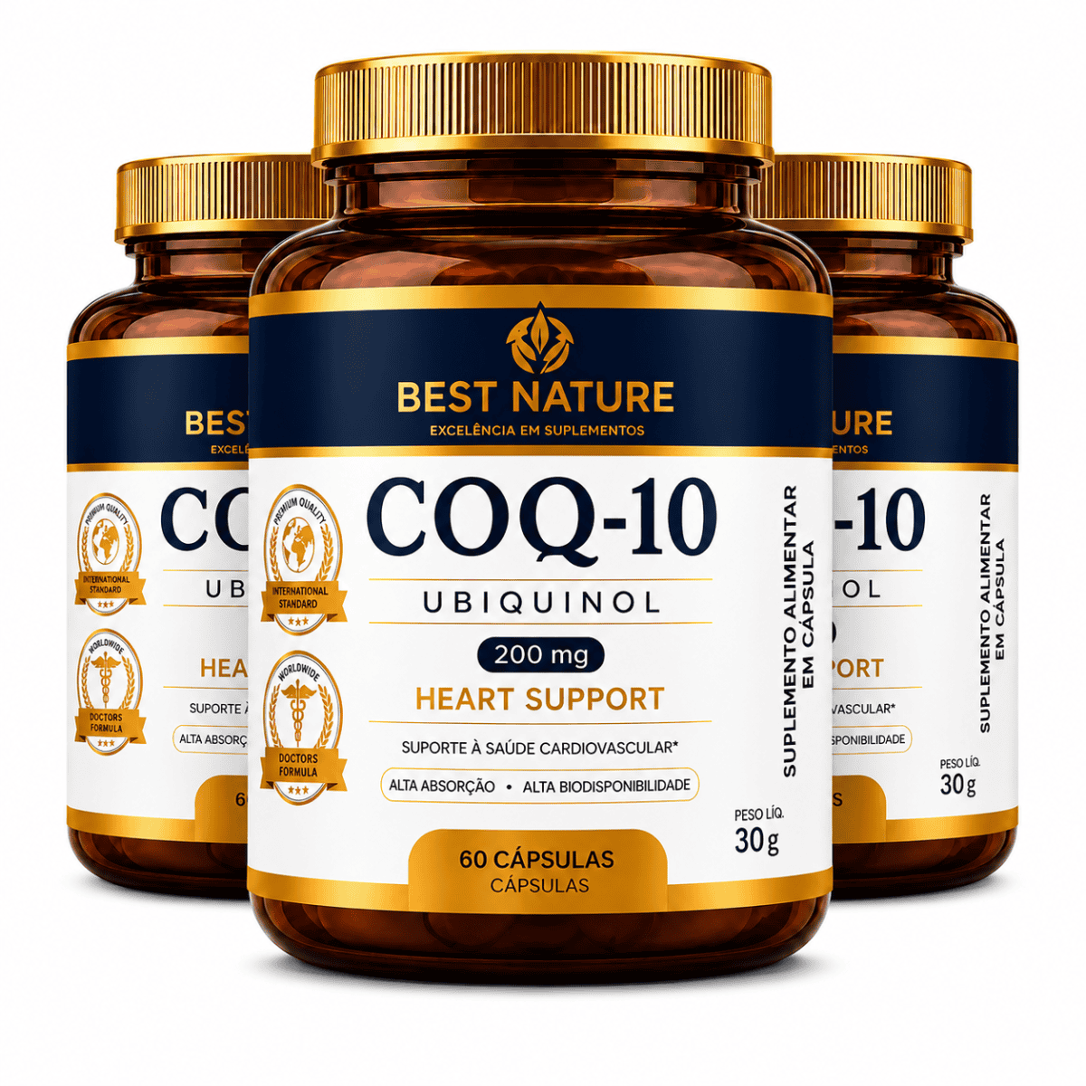 Foto 1 - 3x Coenzima Q10 100mg P/Cps Ubiquinol 100% Absorção 60 Capsúlas