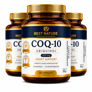 Foto1 - 3x Coenzima Q10 200mg p/Caps Ubiquinol 100% Absorção 60 Cápsulas