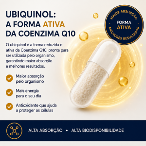 Foto6 - Coenzima Q10 200mg p/Caps Ubiquinol 100% Absorção 60 Cápsulas