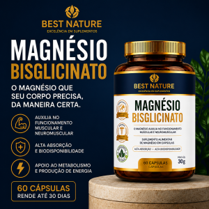 Foto4 - Magnésio Quelato Bisglicinato Inorgânico Vegana 350mg 60 Cápsulas