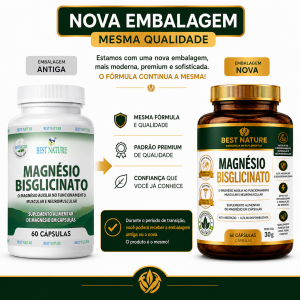 Foto3 - Magnésio Quelato Bisglicinato Inorgânico Vegana 350mg 60 Cápsulas