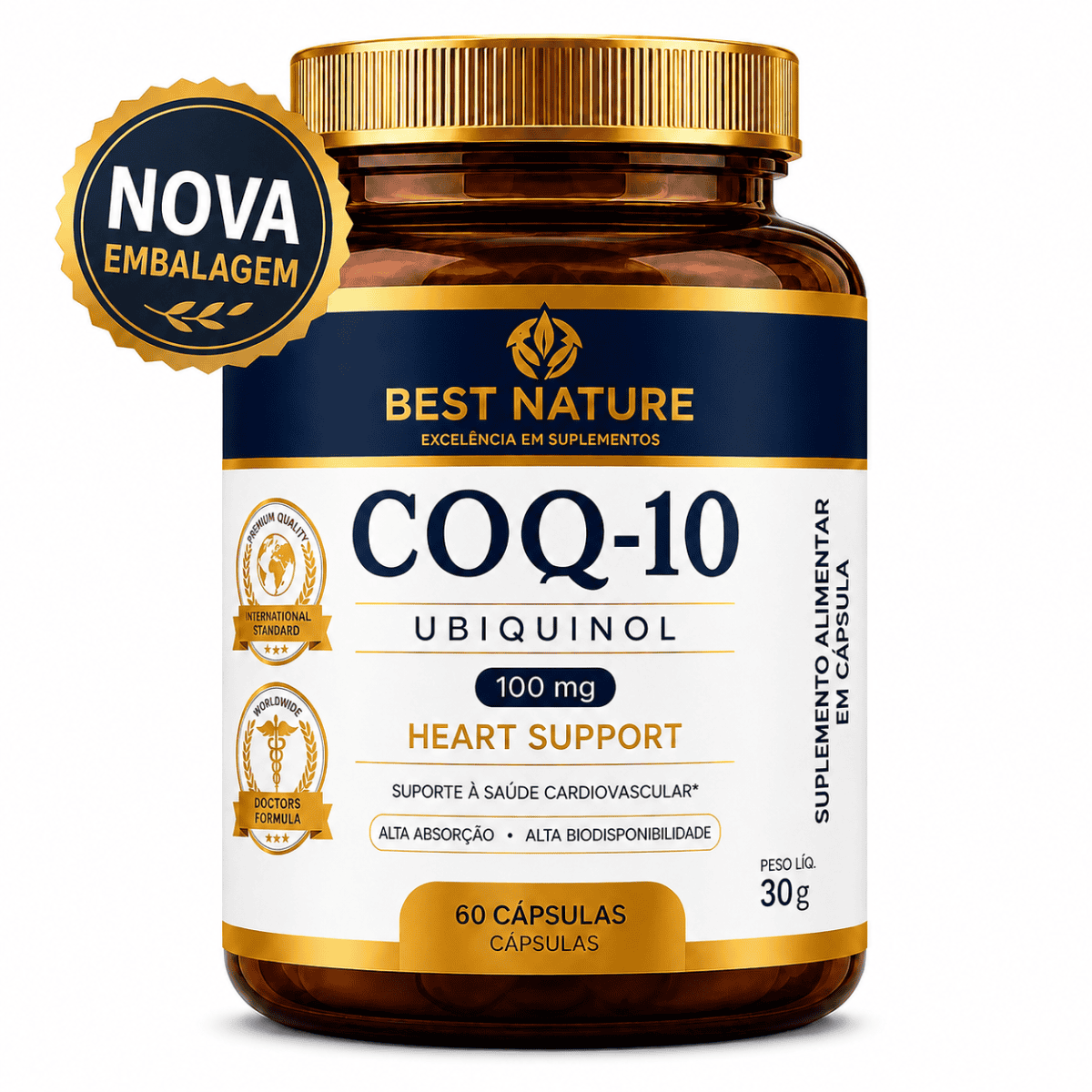Foto 1 - NEW - Coenzima Q10 100mg P/Cps Ubiquinol 100% Absorção 60 Capsúlas