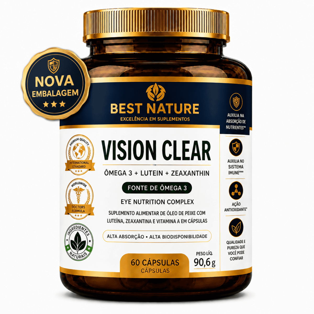 Foto 1 - Vision Clear Luteína, Zeaxantina, Ômega 3 Dha 750mg 60 Cápsulas