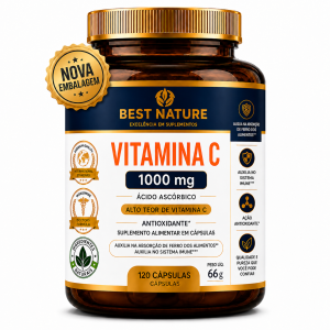 Foto1 - VITAMINA C 1.000mg Ácido Ascórbico Puro 120 Cápsulas 60 Porções