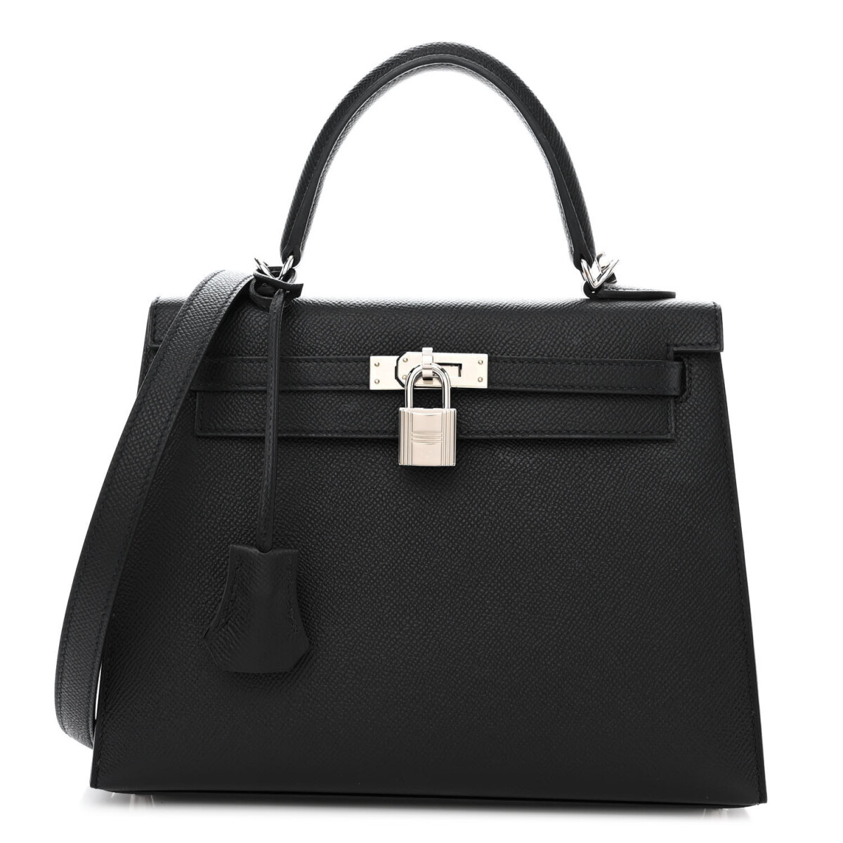 Imagem do produto BOLSA HERMES KELLY 25 AÇO PRATEADO PRETA
