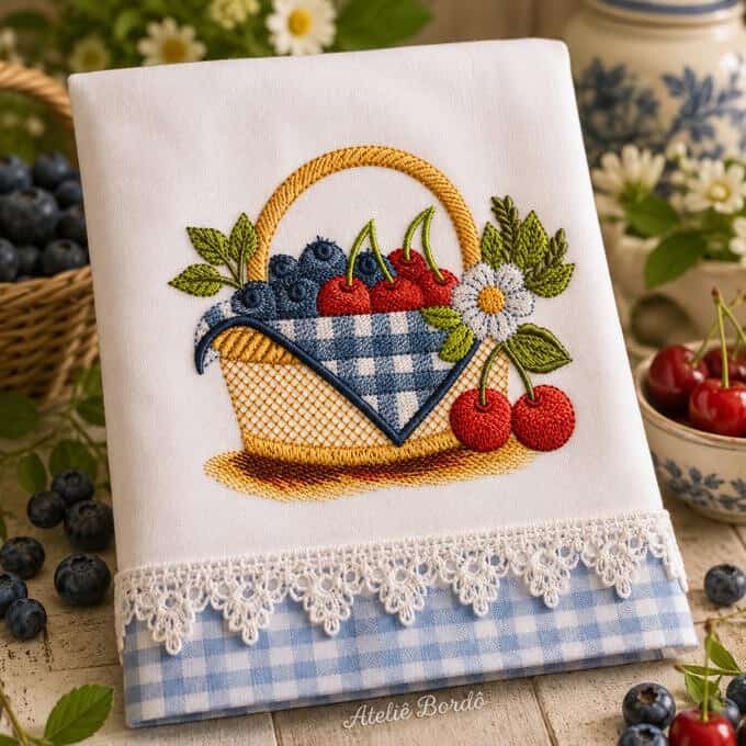 Foto 1 - 1 Matriz de bordado farm house Pote Geleia Cerejas Blueberry Homemade Berry Patch kitchen
