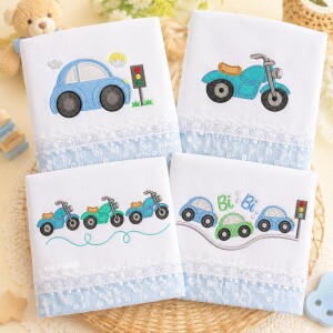 Foto4 - 30 Matrizes de Bordado Carrinho Motocicleta Semaforo Infantil Transito - Baby Boy Transportation Embroidery