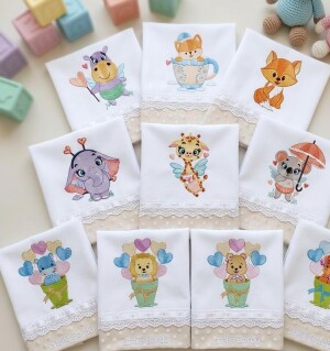 Foto6 - 50 Matrizes de bordado Safari Baby Embroidery Designs Bundle para bordar enxoval infantil - download imediato