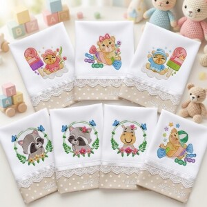Foto8 - 50 Matrizes de bordado Safari Baby Embroidery Designs Bundle para bordar enxoval infantil - download imediato