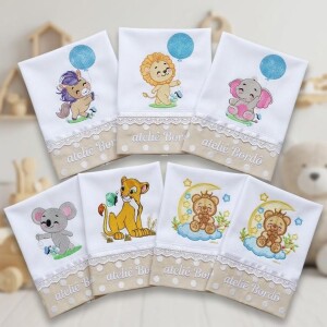 Foto5 - 50 Matrizes de bordado Safari Baby Embroidery Designs Bundle para bordar enxoval infantil - download imediato
