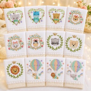 Foto7 - 50 Matrizes de bordado Safari Baby Embroidery Designs Bundle para bordar enxoval infantil - download imediato